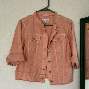 LOFT Pink Jean Jacket Corduroy Cropped